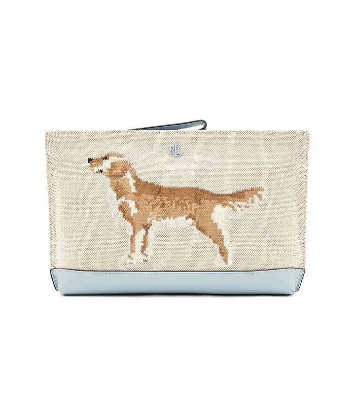 Lauren Ralph Lauren Dog-embroidered Canvas Large Pouch