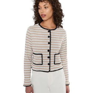 CeCe Crochet Detailed Knit Cardigan