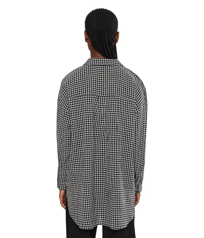 Eileen Fisher Wool Cotton Check Classic Collar Shirt - Image 4