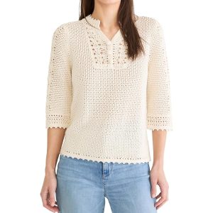 NIC+ZOE Crochet Mesh Sweater