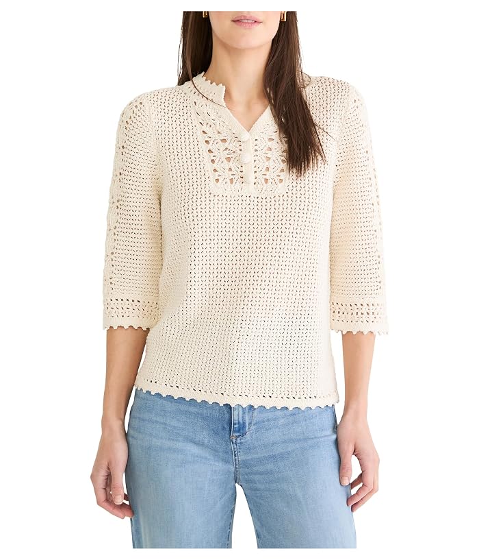NIC+ZOE Crochet Mesh Sweater