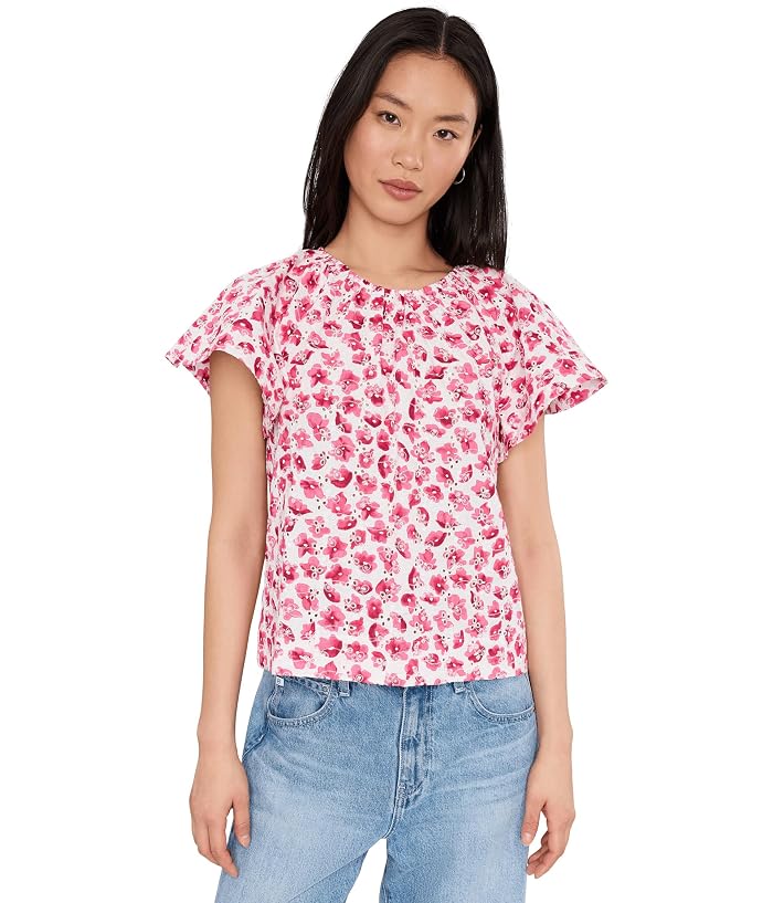 CeCe Short Sleeve Front Keyhole Raglan Top