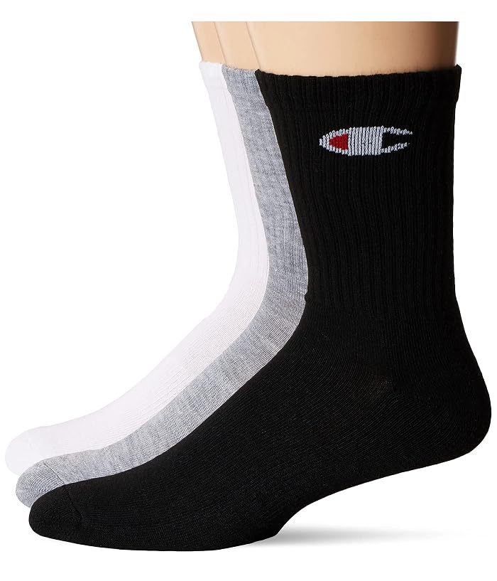 Champion Double Dry Moisture Wicking Champion Logo 6 or 12 Pack Crew Socks