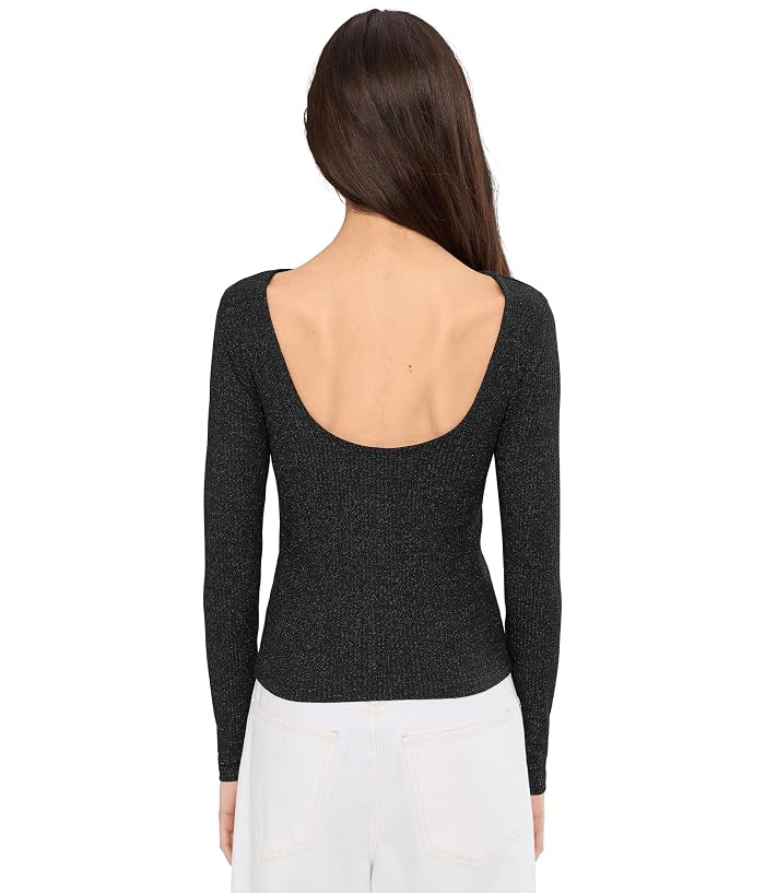 Madewell Bria Long Sleeve Open Back Snit Rib Sparkle - Image 4