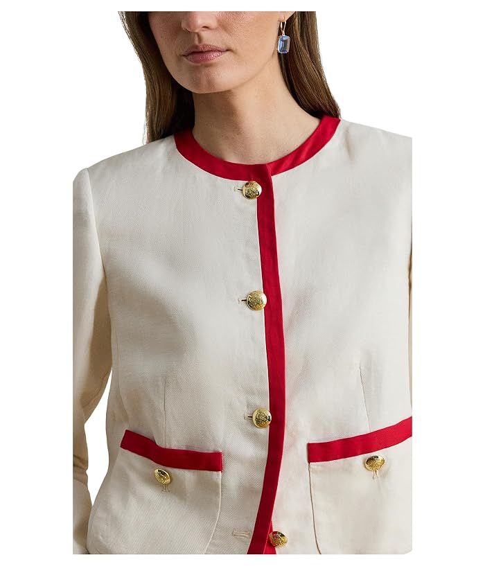 Lauren Ralph Lauren Petite Two-Tone Linen-Blend Twill Blazer - Image 4