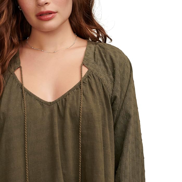 Lucky Brand Knit Mix Peasant Blouse - Image 3