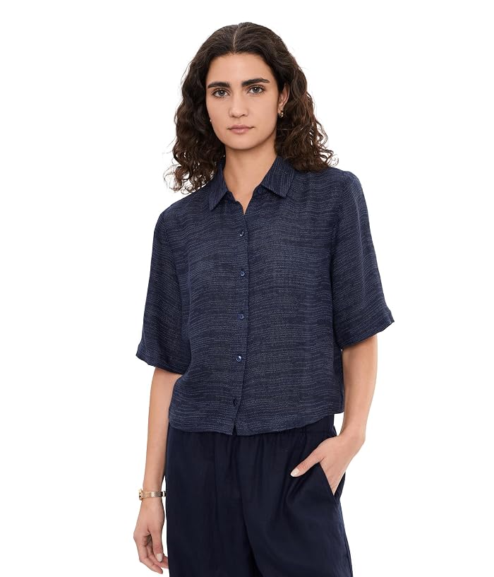 Eileen Fisher Linen Gauze Strata Classic Collar Shirt