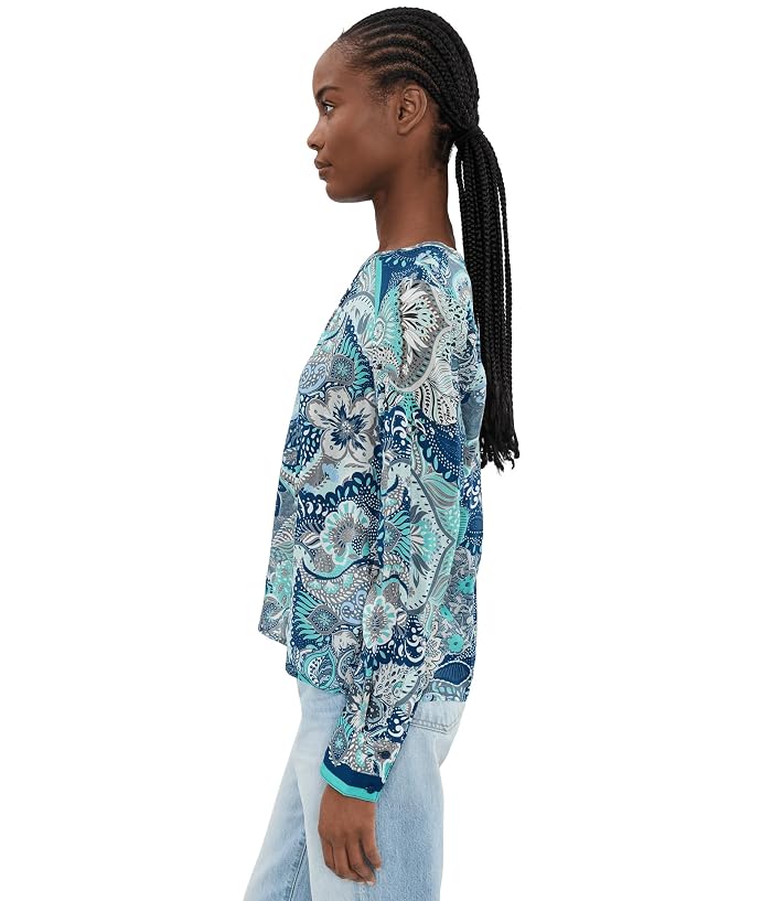 Liverpool Los Angeles Petite Long Sleeve Woven Top w/ Keyhole Neckline - Image 3