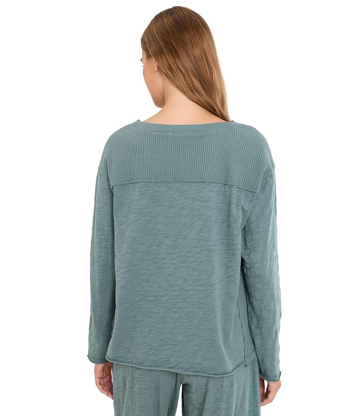 Mod-o-doc Long Sleeve Mix Media Jewel Neck Top - Image 4