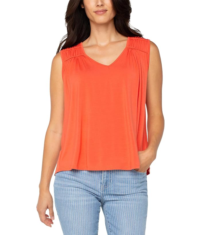 Liverpool Los Angeles Sleeveless Shirred Detail Knit Top