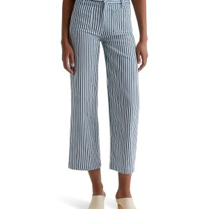 AG Jeans Kassie Mid-Rise Wide Leg Crop in Nordic Stripe Indigo Multi