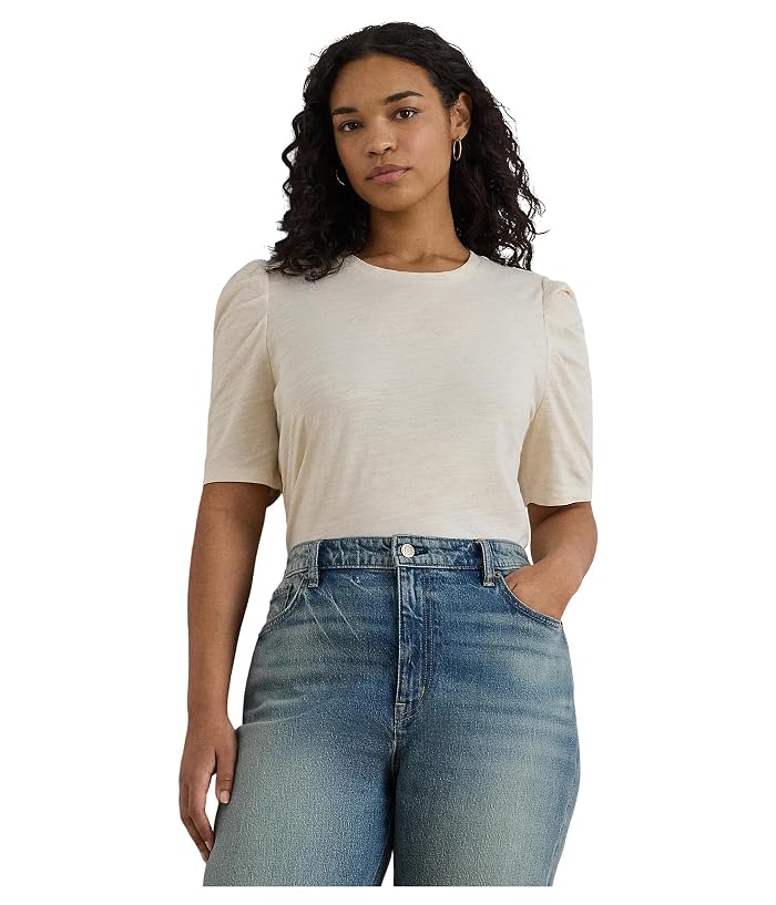 Lauren Ralph Lauren Slub Jersey Puff-Sleeve Top