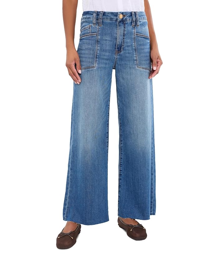 KUT from the Kloth Meg High-Rise Wide Leg Front Pockets Inset-Raw Hem