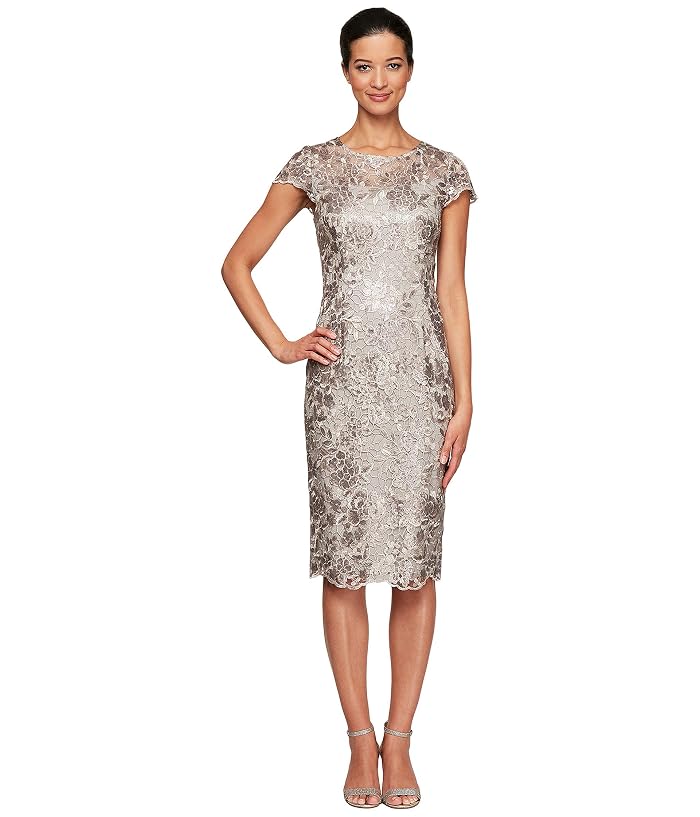 Alex Evenings Short Embroidered Cap Sleeve Dress