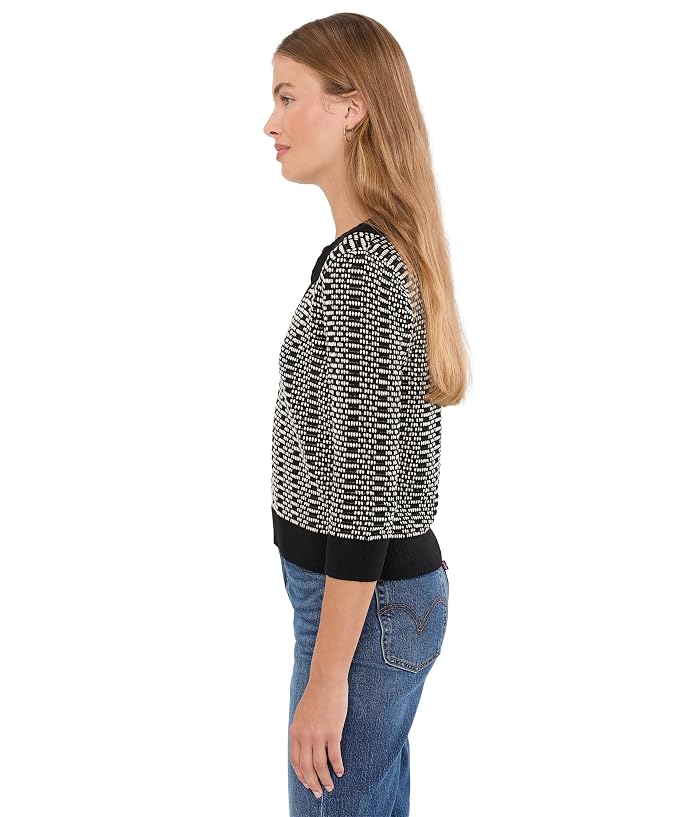 NIC+ZOE Petite Lace Trim Geo Stitch Sweater - Image 3