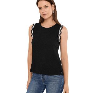 Vince Camuto Crew Neck Tank with Scallops