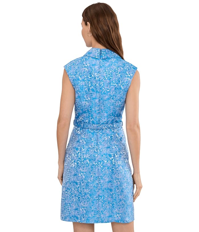Adrianna Papell Floral Belt Jacquard Short Dress - Image 4
