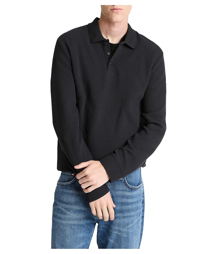 Vince Basket Weave Long Sleeve Polo