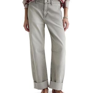 AG Jeans Mercer High-Rise Cuffed Barrel Jeans in Sensory