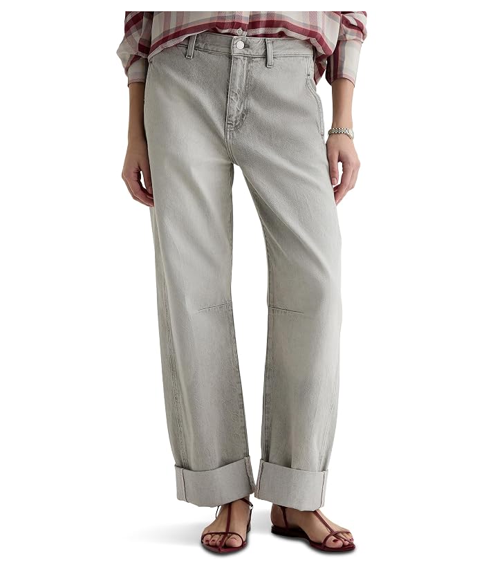 AG Jeans Mercer High-Rise Cuffed Barrel Jeans in Sensory