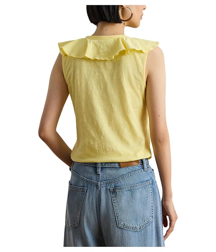 Lauren Ralph Lauren Petite Ruffle-Trim Slub Jersey Sleeveless Top - Image 3