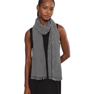 Eileen Fisher Wool Cotton Check Wrap