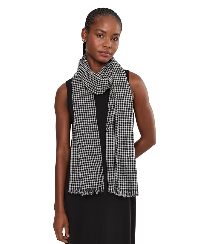 Eileen Fisher Wool Cotton Check Wrap