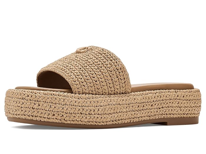 COACH Sculpted C Raffia Flatform Slides