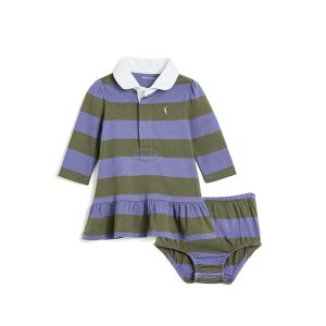 Polo Ralph Lauren Kids Striped Cotton Rugby Dress & Bloomer (Infant)