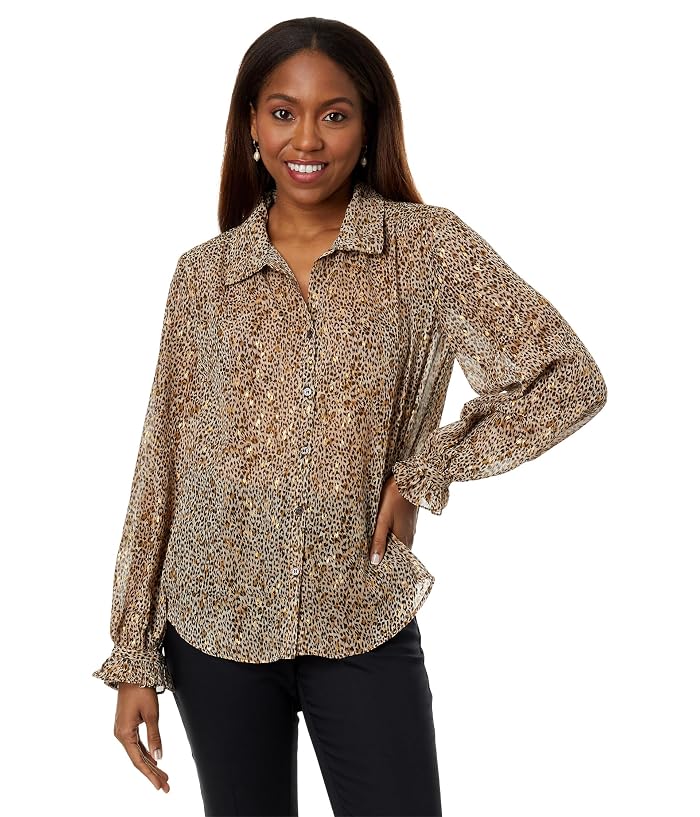 Vince Camuto Long Sleeve V-Neck Button-Down Blouse