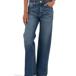 KUT from the Kloth Sienna High-Rise Straight Leg-5 Pockets With Raw Hem In Wise