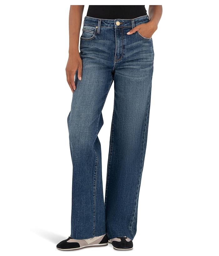 KUT from the Kloth Sienna High-Rise Straight Leg-5 Pockets With Raw Hem In Wise
