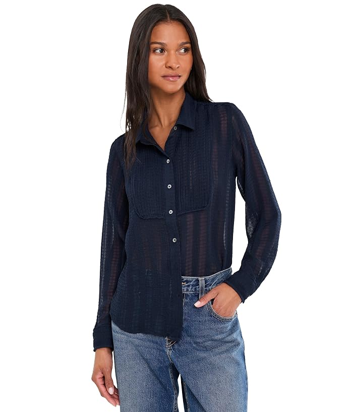 NIC+ZOE Chiffon Jacquard Tuxedo Shirt