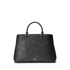 Lauren Ralph Lauren Crosshatch Leather Large Hanna Satchel