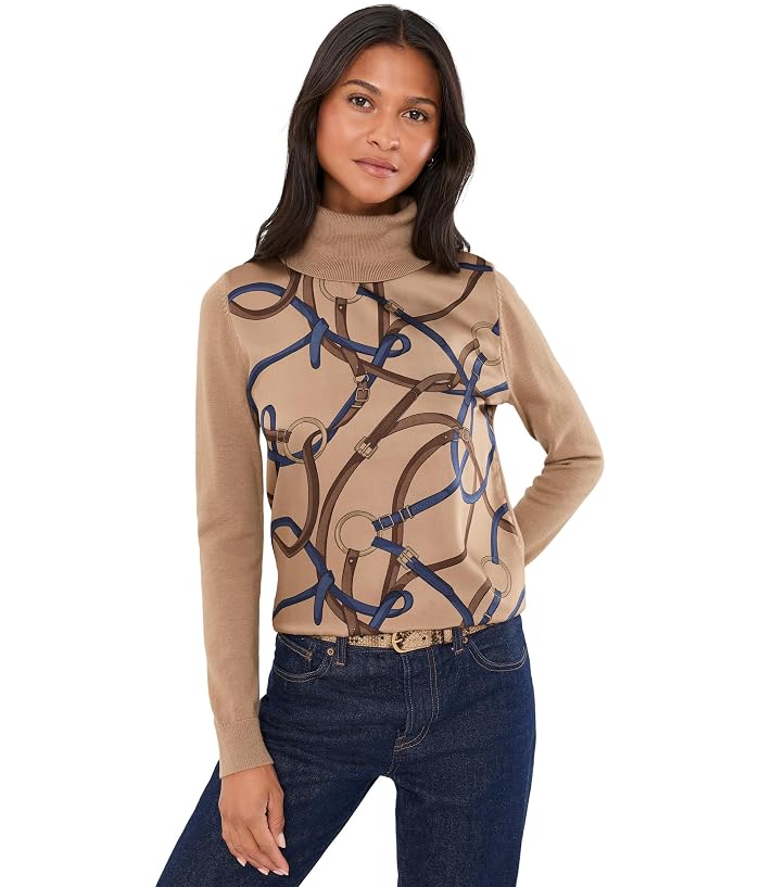 Lauren Ralph Lauren Belting-Print Turtleneck Sweater
