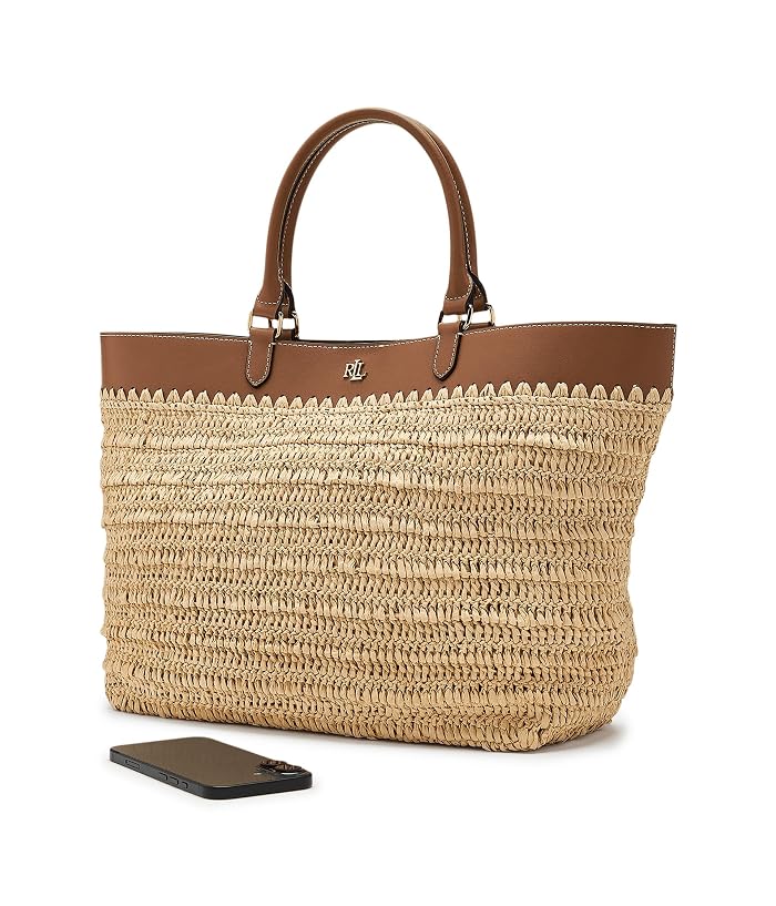 Lauren Ralph Lauren Leather-trim Straw Large Kyla Tote Bag - Image 3