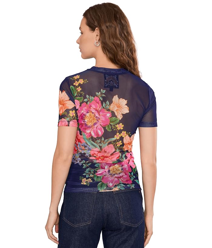 Johnny Was Eleanor Mesh Short Sleeve Tee - Celiora Navy - Image 4