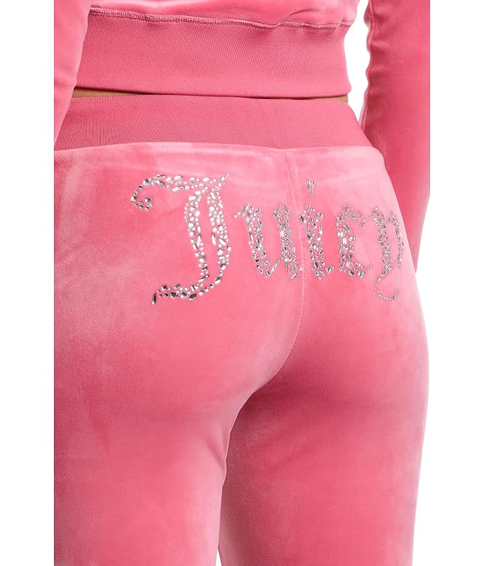 Juicy Couture Luxe Velour Rib Waist Velour Pants with Mixed Ston - Image 4