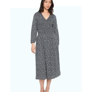 Madewell Smocked V-Neck Midi Dress