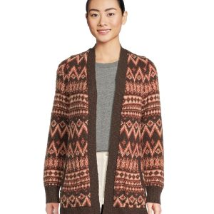 L.L.Bean Cotton Ragg Sweaters Open Cardigan Fair Isle