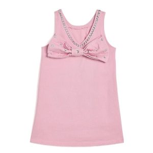 Lola and The Boys Pink Crystal Heart Denim Bow Dress (Toddler/Little Kid/Big Kid)