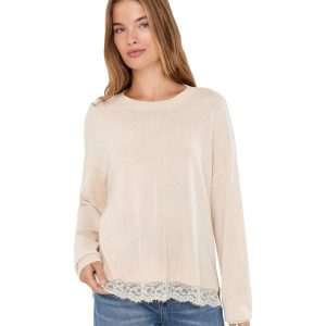Splendid Georgie Lace Trim Pullover