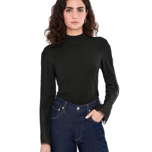 Vince Camuto Mock Neck Bell Sleeve with Rhinestone
