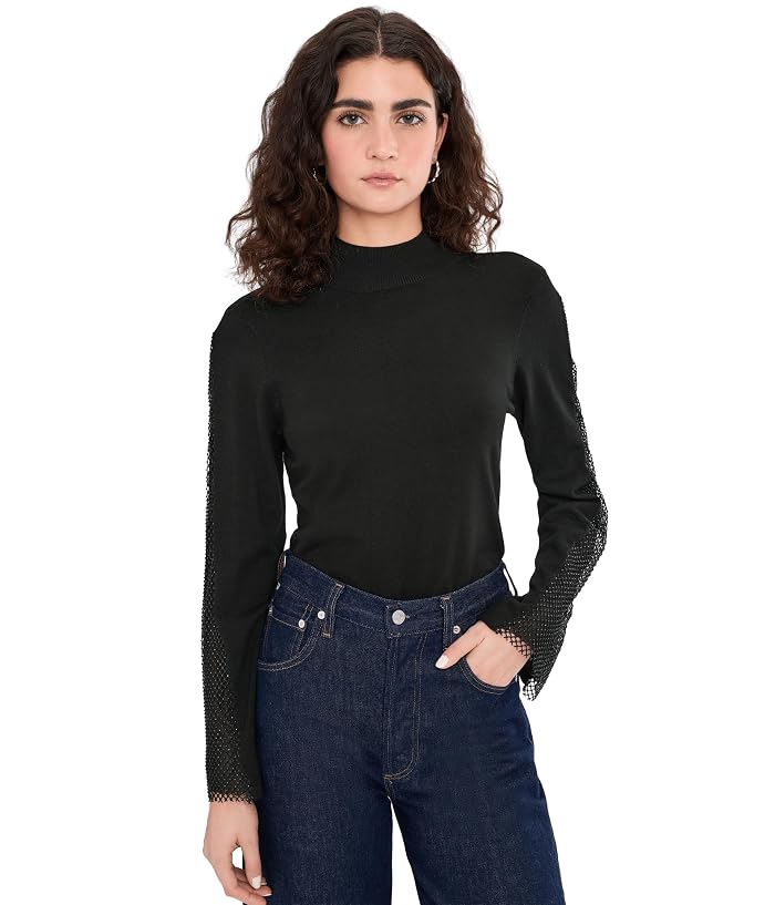 Vince Camuto Mock Neck Bell Sleeve with Rhinestone