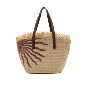 FARM Rio Printed Raffia Basket Bag