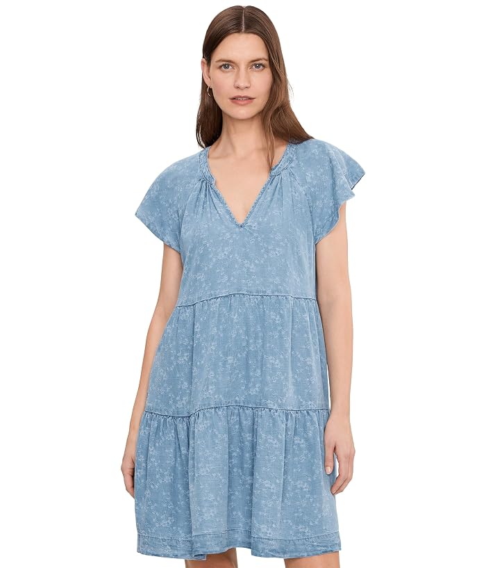 Liverpool Los Angeles Tiered Flutter Sleeve Dress