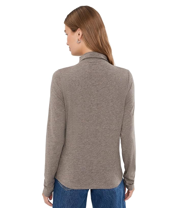 Eileen Fisher Melange Sheer Knit Funnel Neck Tee - Image 4