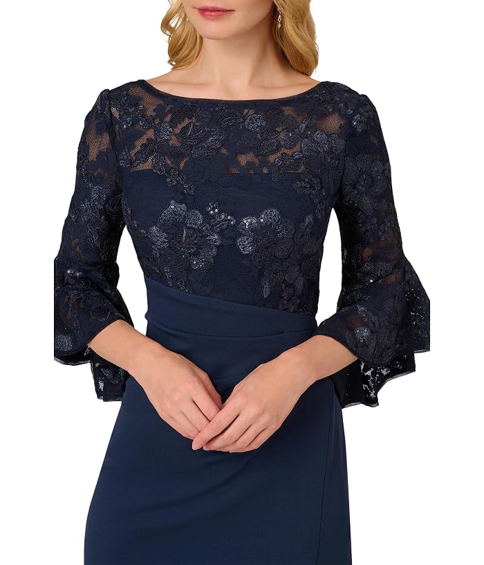 Adrianna Papell Floral Lace Combo Dress - Image 3