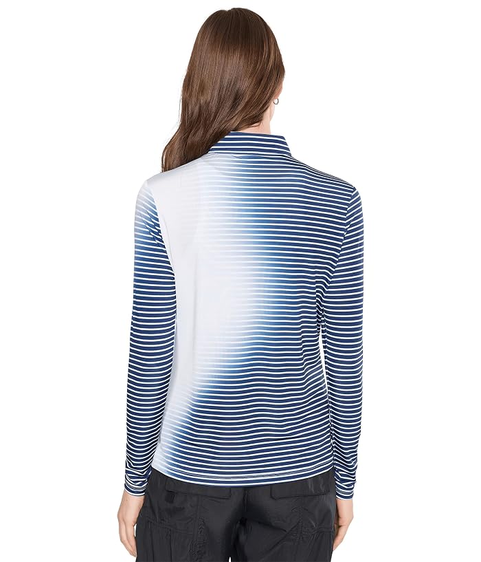Jamie Sadock Sunsense Gradient Stripe Mock Neck 1/4 Zip Long Sleeve Top - Image 4