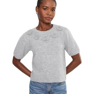 CeCe Short Sleeve Crew Neck with Flowers